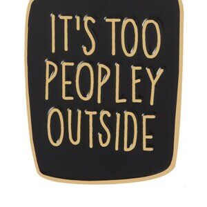 Slogan Design Square Black Enamel Brooch